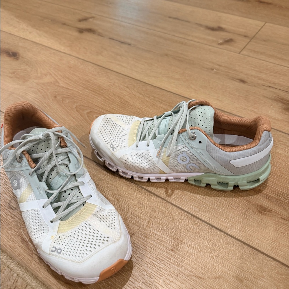 On Running Women's Cloud Shoes in White, Mint & Tan